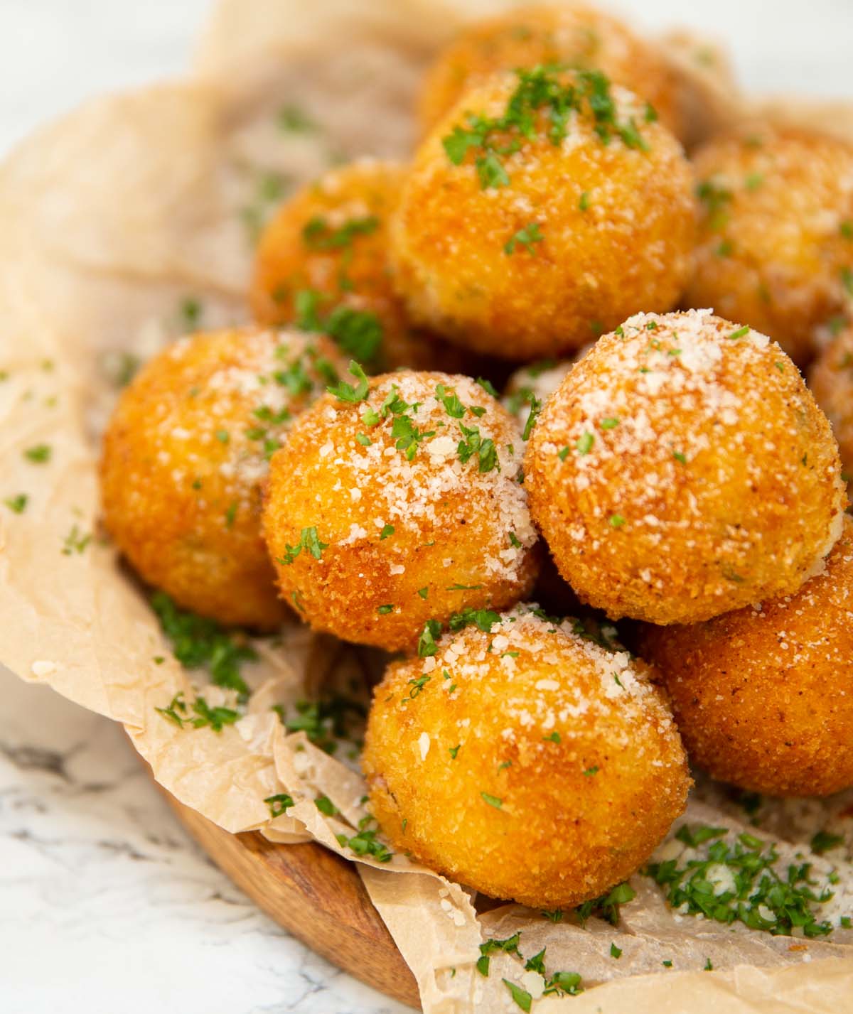 close up shot of mashed potato balls